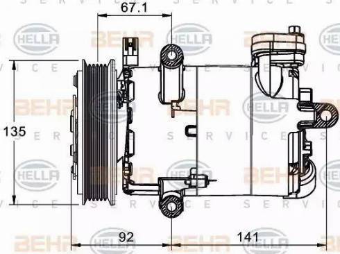 BEHR HELLA Service 8FK 351 334-021 - Compressor, air conditioning autospares.lv