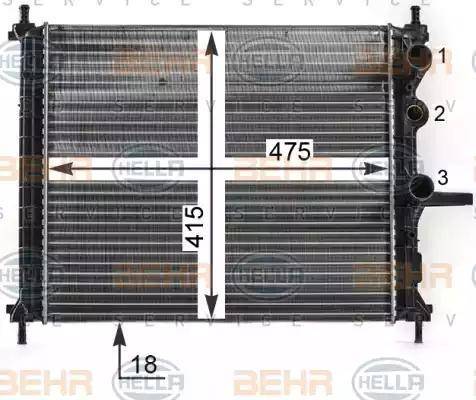 BEHR HELLA Service 8MK 376 900-091 - Radiator, engine cooling autospares.lv