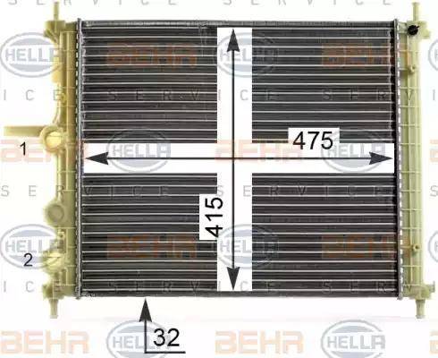 BEHR HELLA Service 8MK 376 900-141 - Radiator, engine cooling autospares.lv