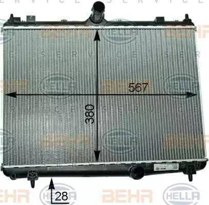 BEHR HELLA Service 8MK 376 910-201 - Radiator, engine cooling autospares.lv