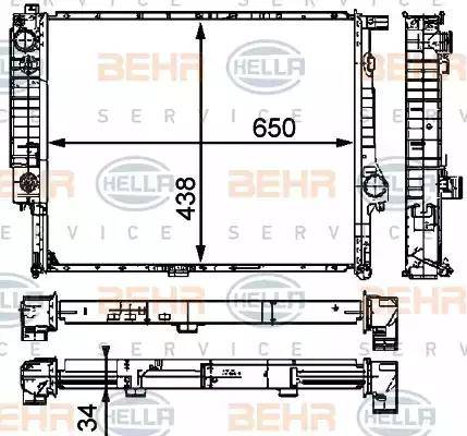 BEHR HELLA Service 8MK 376 910-271 - Radiator, engine cooling autospares.lv