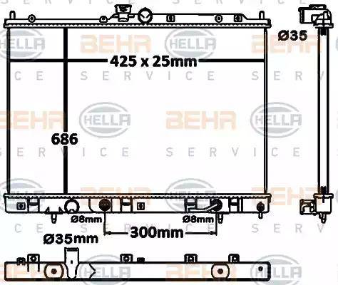 BEHR HELLA Service 8MK 376 790-341 - Radiator, engine cooling autospares.lv