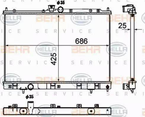 BEHR HELLA Service 8MK 376 790-361 - Radiator, engine cooling autospares.lv