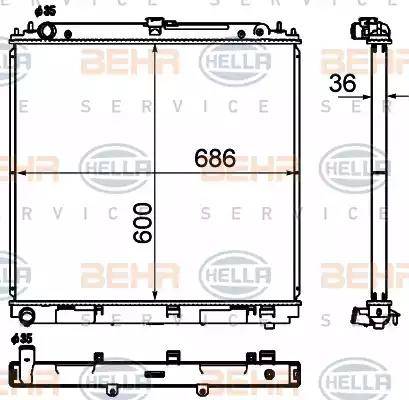 BEHR HELLA Service 8MK 376 790-311 - Radiator, engine cooling autospares.lv