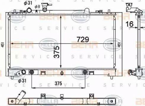 BEHR HELLA Service 8MK 376 790-381 - Radiator, engine cooling autospares.lv