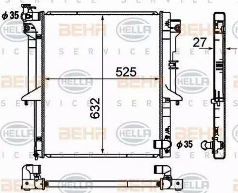 BEHR HELLA Service 8MK 376 790-331 - Radiator, engine cooling autospares.lv