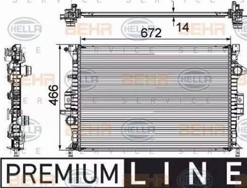 BEHR HELLA Service 8MK 376 745-591 - Radiator, engine cooling autospares.lv