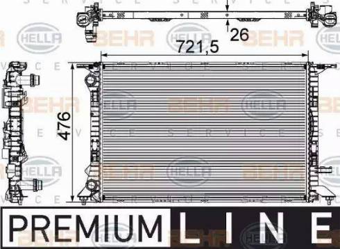 BEHR HELLA Service 8MK 376 745-581 - Radiator, engine cooling autospares.lv