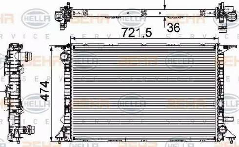 BEHR HELLA Service 8MK 376 745-644 - Radiator, engine cooling autospares.lv