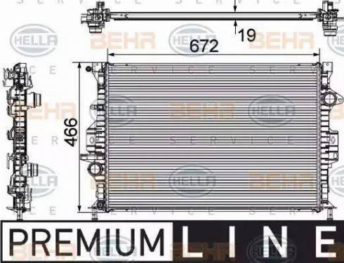 BEHR HELLA Service 8MK 376 745-601 - Radiator, engine cooling autospares.lv