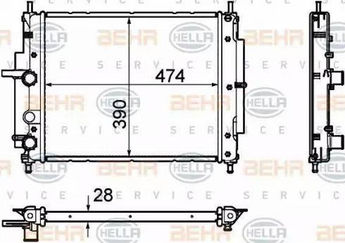 BEHR HELLA Service 8MK 376 754-411 - Radiator, engine cooling autospares.lv