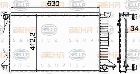 BEHR HELLA Service 8MK 376 766-334 - Radiator, engine cooling autospares.lv