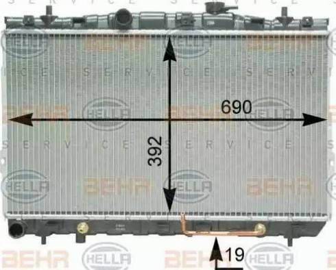 BEHR HELLA Service 8MK 376 762-121 - Radiator, engine cooling autospares.lv