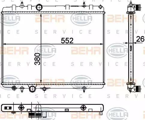 BEHR HELLA Service 8MK 376 767-101 - Radiator, engine cooling autospares.lv