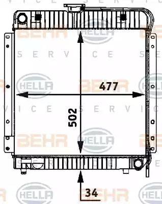 BEHR HELLA Service 8MK 376 709-411 - Radiator, engine cooling autospares.lv