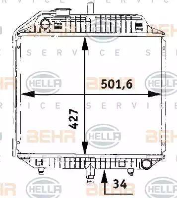 BEHR HELLA Service 8MK 376 706-201 - Radiator, engine cooling autospares.lv