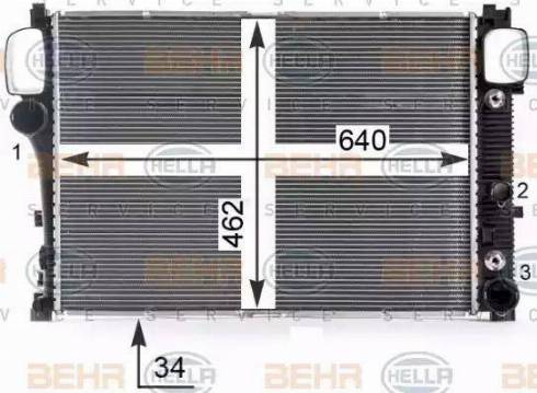 BEHR HELLA Service 8MK 376 700-614 - Radiator, engine cooling autospares.lv