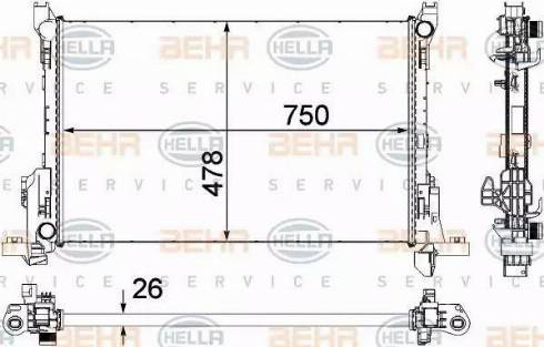 BEHR HELLA Service 8MK 376 701-591 - Radiator, engine cooling autospares.lv