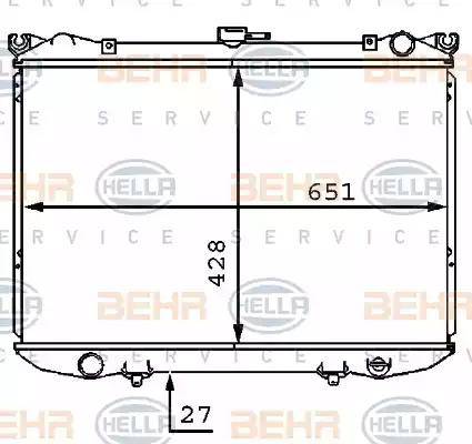 BEHR HELLA Service 8MK 376 707-521 - Radiator, engine cooling autospares.lv