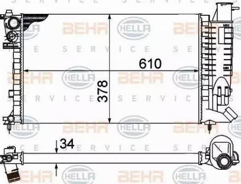 BEHR HELLA Service 8MK 376 707-021 - Radiator, engine cooling autospares.lv