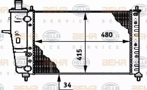 BEHR HELLA Service 8MK 376 719-531 - Radiator, engine cooling autospares.lv