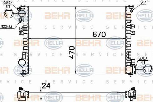 BEHR HELLA Service 8MK 376 719-235 - Radiator, engine cooling autospares.lv