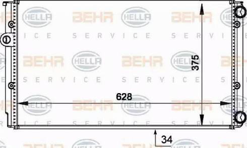 BEHR HELLA Service 8MK 376 714-044 - Radiator, engine cooling autospares.lv