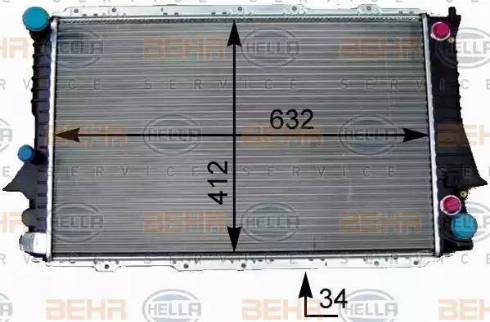 BEHR HELLA Service 8MK 376 714-001 - Radiator, engine cooling autospares.lv