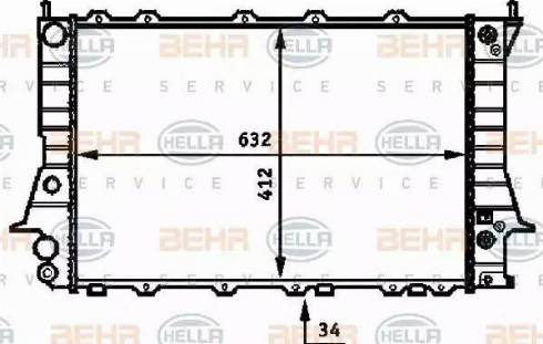 BEHR HELLA Service 8MK 376 715-081 - Radiator, engine cooling autospares.lv