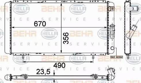 BEHR HELLA Service 8MK 376 715-361 - Radiator, engine cooling autospares.lv