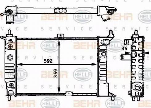 BEHR HELLA Service 8MK 376 715-314 - Radiator, engine cooling autospares.lv