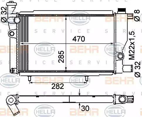 BEHR HELLA Service 8MK 376 715-384 - Radiator, engine cooling autospares.lv