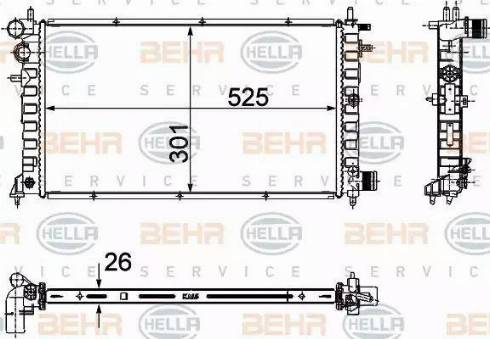 BEHR HELLA Service 8MK 376 716-461 - Radiator, engine cooling autospares.lv