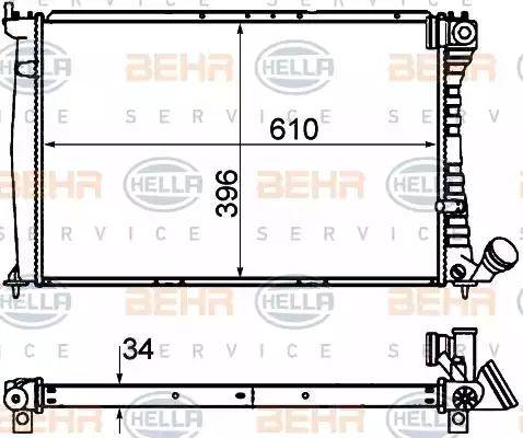 BEHR HELLA Service 8MK 376 716-501 - Radiator, engine cooling autospares.lv