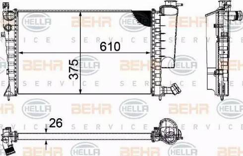 BEHR HELLA Service 8MK 376 710-264 - Radiator, engine cooling autospares.lv