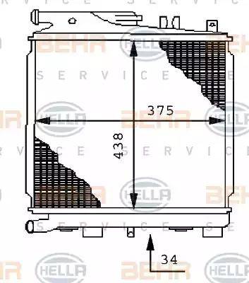 BEHR HELLA Service 8MK 376 710-741 - Radiator, engine cooling autospares.lv