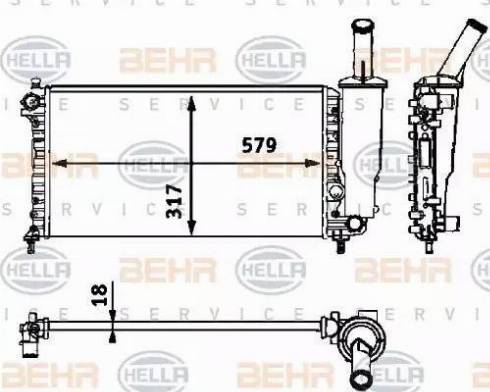 BEHR HELLA Service 8MK 376 718-581 - Radiator, engine cooling autospares.lv