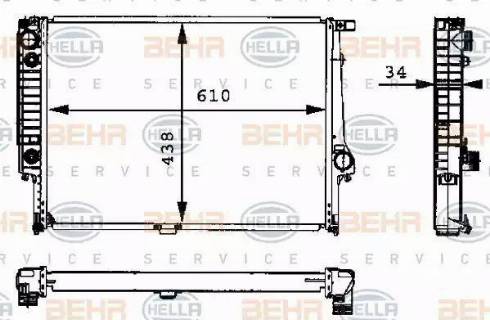 BEHR HELLA Service 8MK 376 713-074 - Radiator, engine cooling autospares.lv