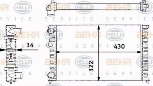 BEHR HELLA Service 8MK 376 713-744 - Radiator, engine cooling autospares.lv