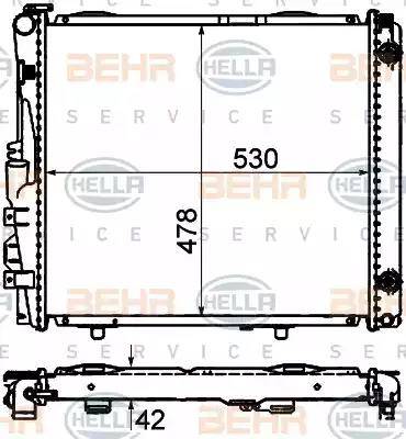 BEHR HELLA Service 8MK 376 712-424 - Radiator, engine cooling autospares.lv