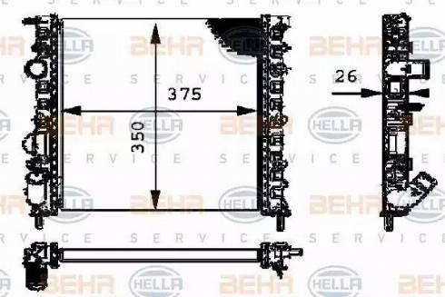 BEHR HELLA Service 8MK 376 712-634 - Radiator, engine cooling autospares.lv