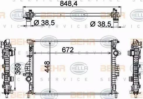 BEHR HELLA Service 8MK 376 787-121 - Radiator, engine cooling autospares.lv