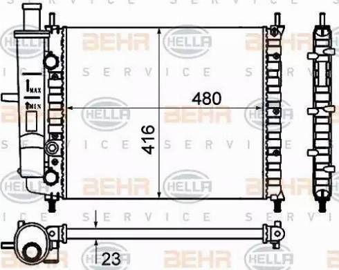 BEHR HELLA Service 8MK 376 735-111 - Radiator, engine cooling autospares.lv