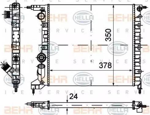 BEHR HELLA Service 8MK 376 720-024 - Radiator, engine cooling autospares.lv