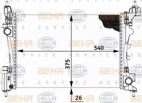 BEHR HELLA Service 8MK 376 728-784 - Radiator, engine cooling autospares.lv