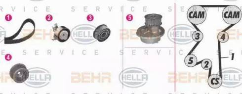 BEHR HELLA Service 8MP 376 809-841 - Water Pump & Timing Belt Set autospares.lv