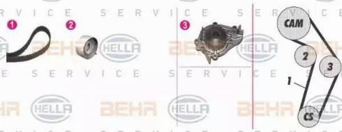 BEHR HELLA Service 8MP 376 808-841 - Water Pump & Timing Belt Set autospares.lv