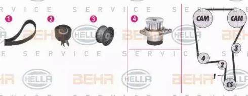 BEHR HELLA Service 8MP 376 813-891 - Water Pump & Timing Belt Set autospares.lv