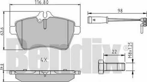 BENDIX 510986 - Brake Pad Set, disc brake autospares.lv