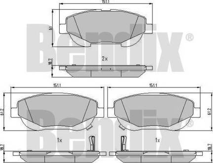 BENDIX 510925 - Brake Pad Set, disc brake autospares.lv